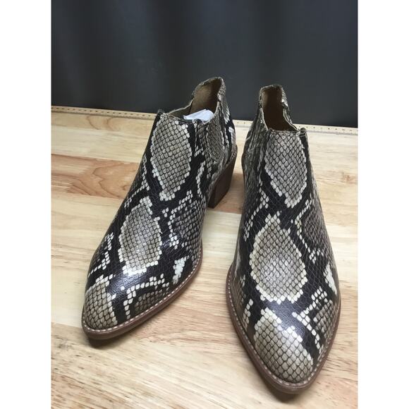 Madewell The Jess Ankle Bootie Women's 6.5 Snake Print Pointed Toe Slip On - Picture 1 of 8